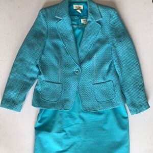 Vintage Bob Mackie Wearable Art Blue Dress Jacket Set Size  16